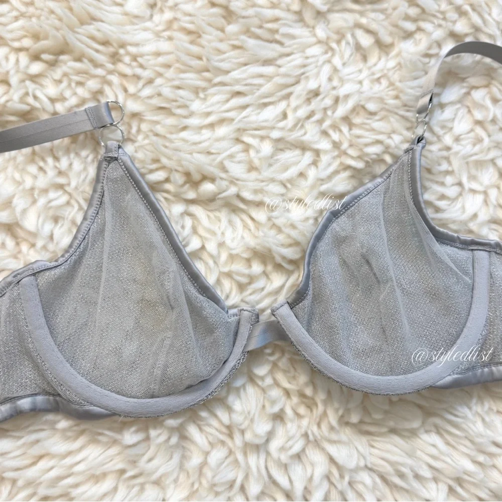 Victoria’s Secret Mesh Bra Silver 32D NWOT